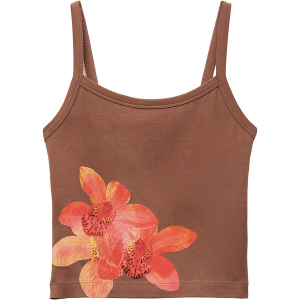 Pull&Bear Top hnedá / oranžová / broskyňová / homárová 65889276