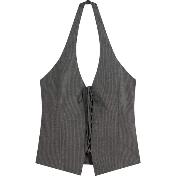 Bershka Top sivá / tmavosivá 65893154