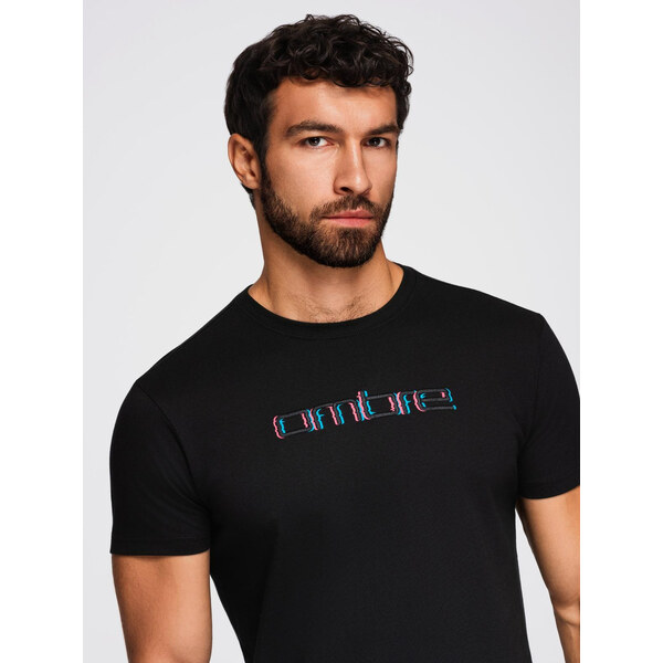 Ombre Mens t-shirt with embroidery on chest - black 65623137