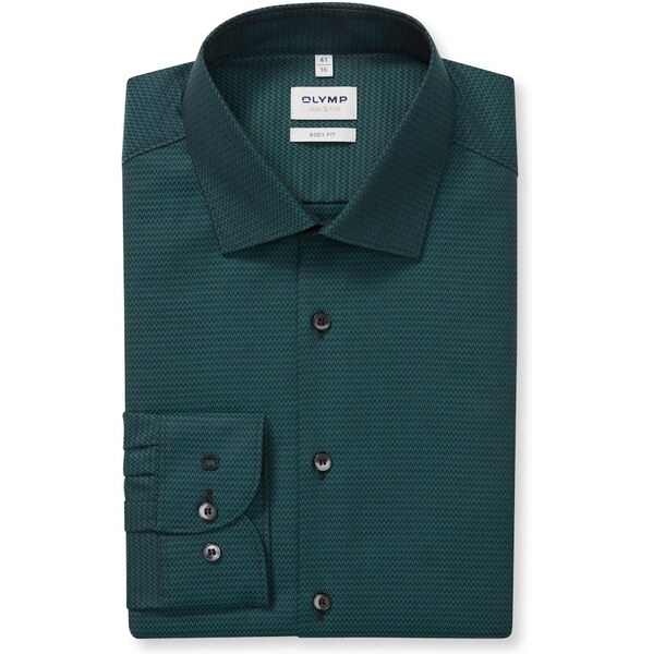 Pánska zelená bavlnená košeľa so štruktúrou OLYMP body fit 66320897