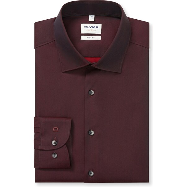Pánska bavlnená bordová košeľa OLYMP body fit 65614451