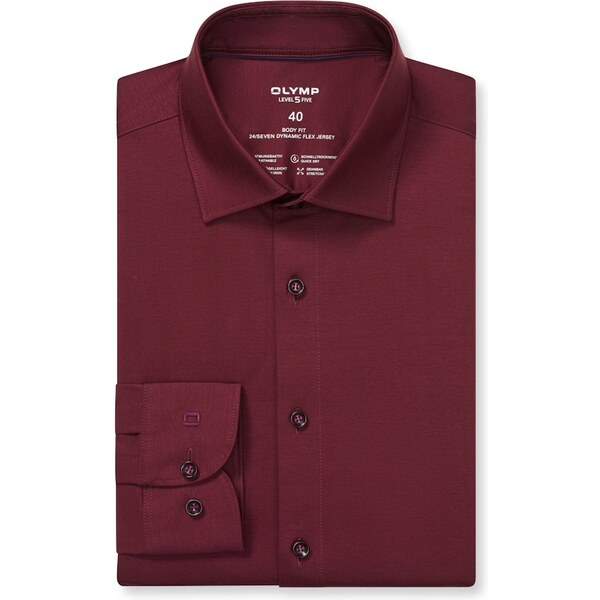 Pánska bordová Flex Jersey bavlnená košeľa OLYMP body fit 65614453