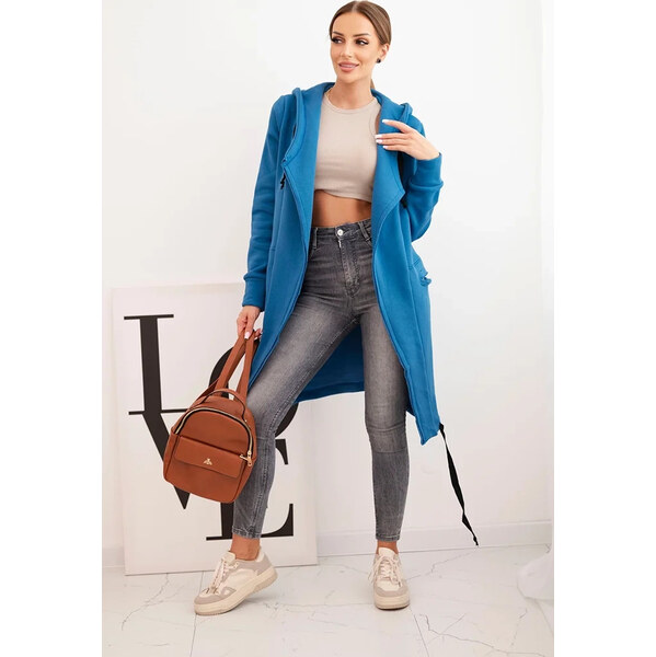 Kesi Modrý dámsky zateplený kardigán s kapucňou 65618592