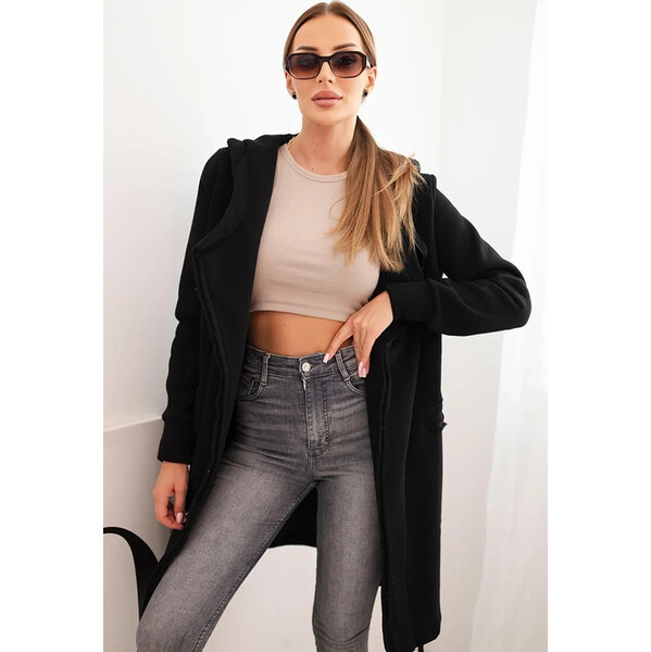 Kesi Čierny dámsky zateplený kardigán s kapucňou 65618594