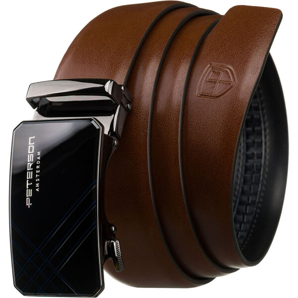 Peterson Pánsky kožený opasok v hnedej farbe so striebornou 65203474
