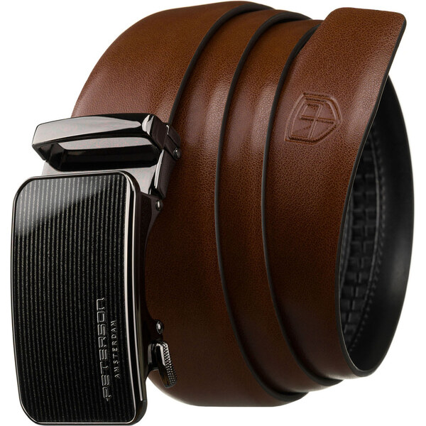 Peterson Pánsky kožený opasok v hnedej farbe so striebornou 65203478