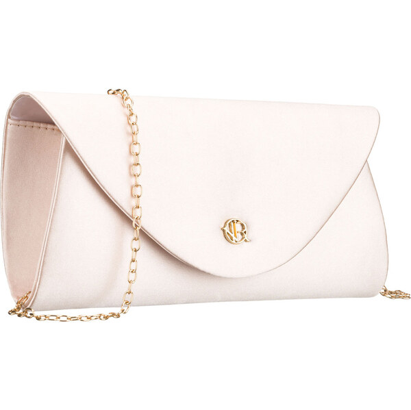 Dámska spoločenská listová kabelka béžová so zlatým kovaním – Rovicky 65615051