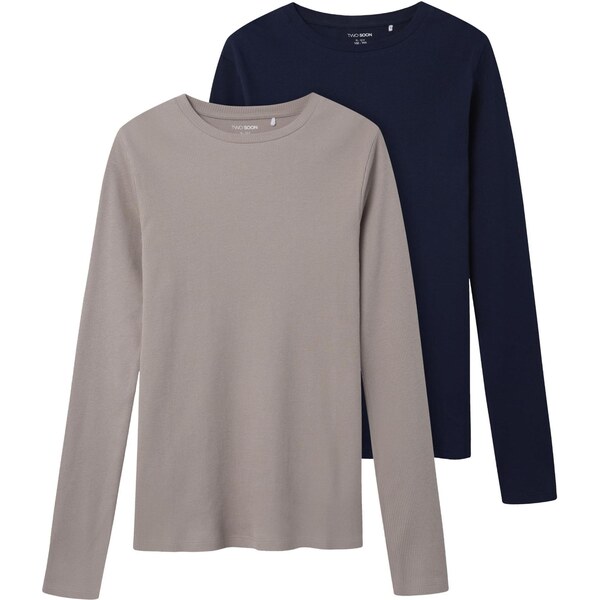 TWO SOON Tričko námornícka modrá / sivobéžová 65646058