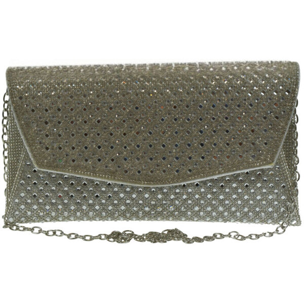 JOHN-C Strieborná spoločenská kabelka so štrasovými kamienkami ESTELLA 65620972