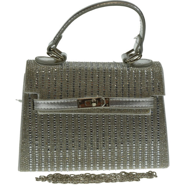 JOHN-C Strieborná spoločenská kabelk s ozdobnými kamienkami REA 65620974