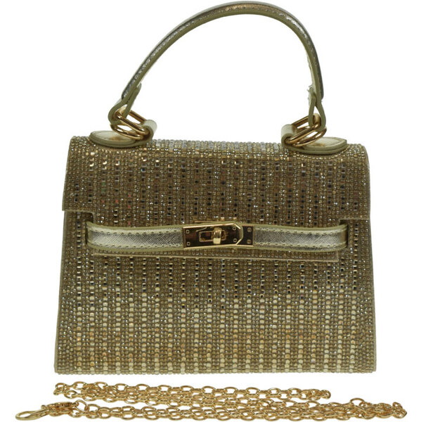 JOHN-C Zlatá spoločenská kabelk s ozdobnými kamienkami REA 65620975