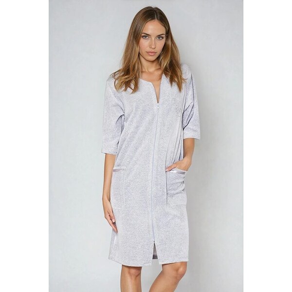 Wanmar Dámsky velúrový župan šedý 15566348