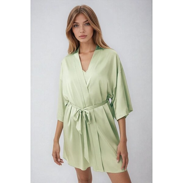 Esotiq Dámsky saténový župan Renne mint 61864956