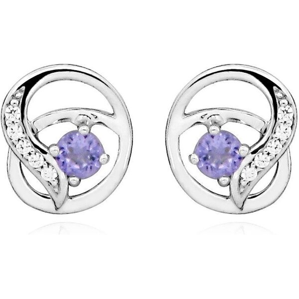 Silver Cat Módne strieborné náušnice so syntetickými ametystmi SC458 66594503