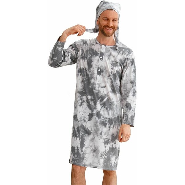 Taro Pánska nočná košeľa Philip batika sivá 65624575