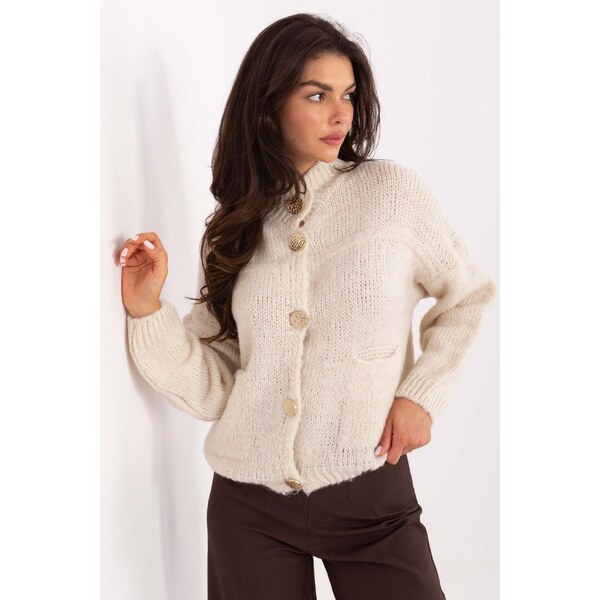 MladaModa Rolákový sveter s vreckami a zapínaním na gombíky model 65626405