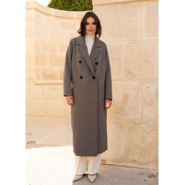 Due Linee Prémiový dámský kabát ze 100% vlny melan 65627651