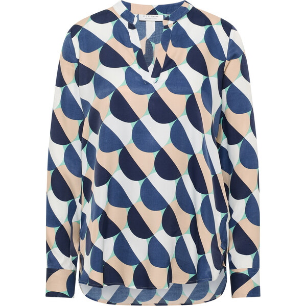 Dámska saténová blúzka ETERNA Loose fit modrý vzor 65628146