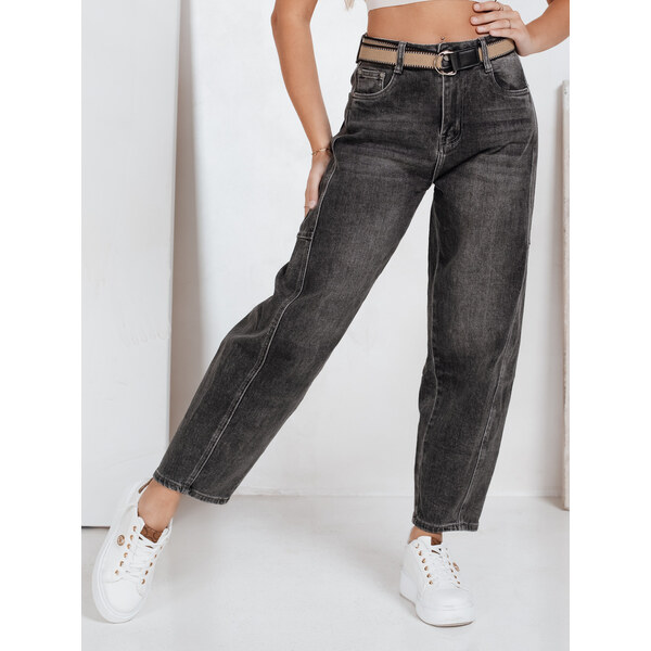 BASIC Čierne dámske široké džínsy s opaskom UY2744 65633531