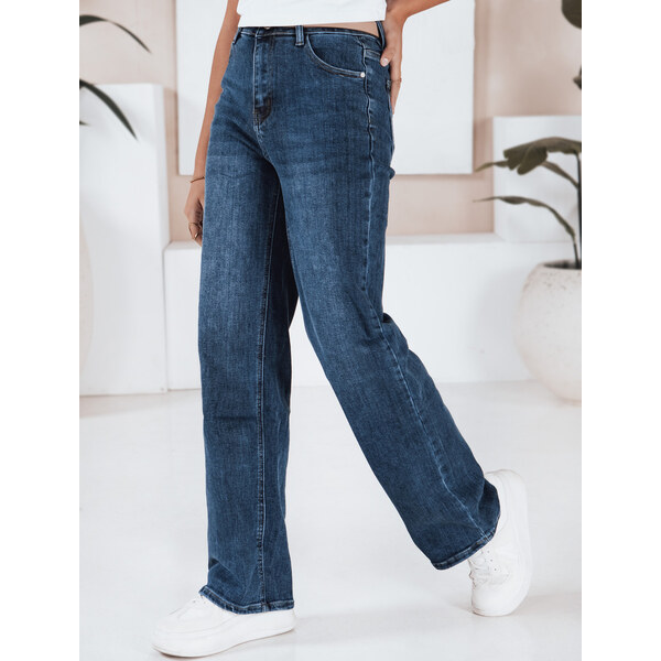 BASIC Tmavomodré dámske široké džínsy s vysokým pásom UY2782 65633529