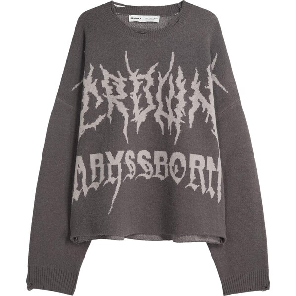 Bershka Sveter antracitová / svetlosivá 65894910