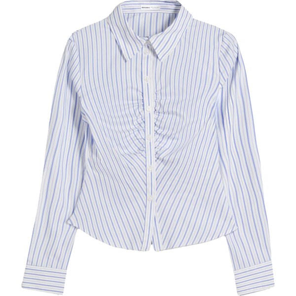 Bershka Blúzka kráľovská modrá / svetlosivá / biela 65731375