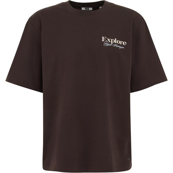 WE Fashion Tričko svetlomodrá / tmavohnedá / biela 65662814