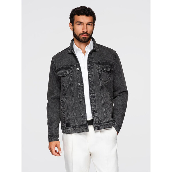 Ombre Mens denim jacket katana with washem - black 65960361