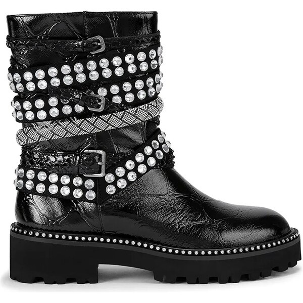 Kožené členkové topánky Kurt Geiger London Multi Strap Flat Boot 65708344