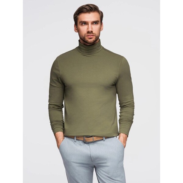 Ombre Clothing Moderný olivový pánsky rolák V4 LSCL-0130 65668219