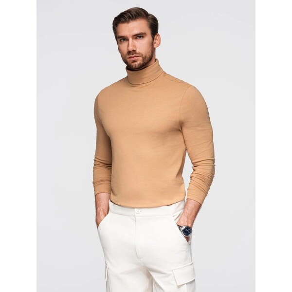 Ombre Clothing Moderný svetlohnedý pánsky rolák V5 LSCL-0130 65668220