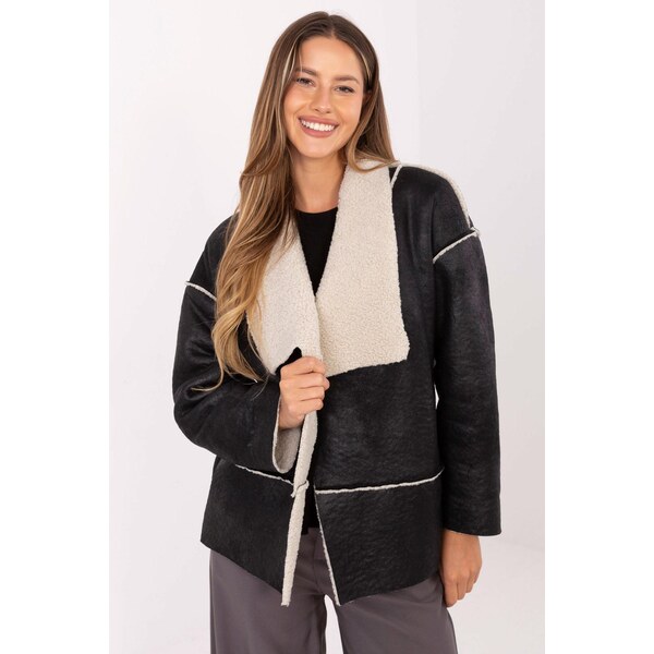 MladaModa Koženková bunda s hrejivou podšívkou model 61666 čierna 65670214