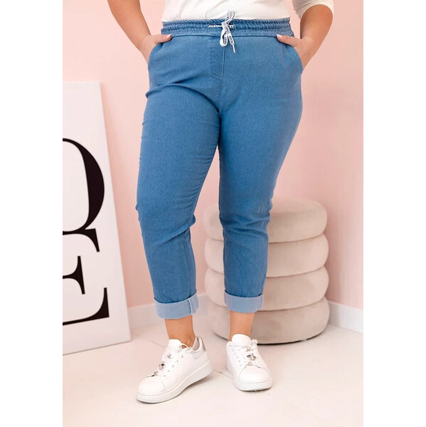 Kesi Svetlomodré dámske plus size džínsy s elastickým pásom 65675088