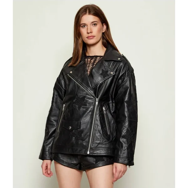 One Teaspoon Kožená bunda ramoneska BIKER BOYFRIEND | Oversize fit 65674647