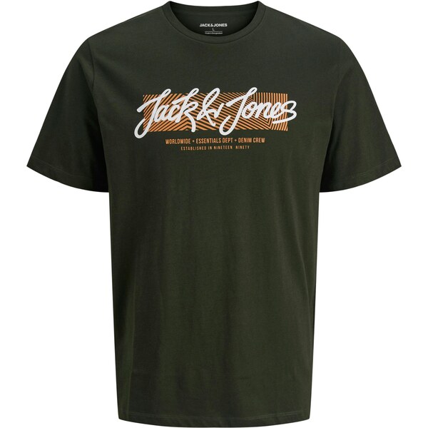 JACK & JONES Tričko URBAN farba ťavej srsti / tmavozelená / biela 65679379
