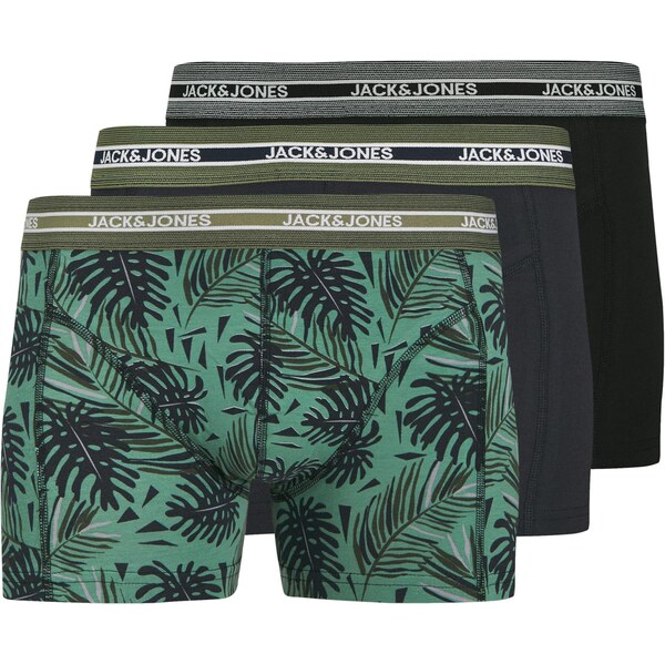 JACK & JONES Boxerky JACEZRA LEAVES zelená / čierna 65679497