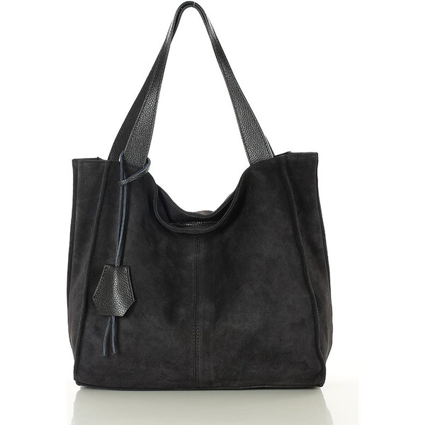 MARCO MAZZINI Kožená semišová nákupná taška | čierna s139aa 65684981