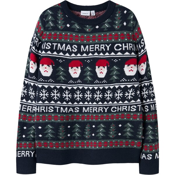 NAME IT Sveter NKNRASTOKKA zafírová / tmavozelená / červená / biela 65696593