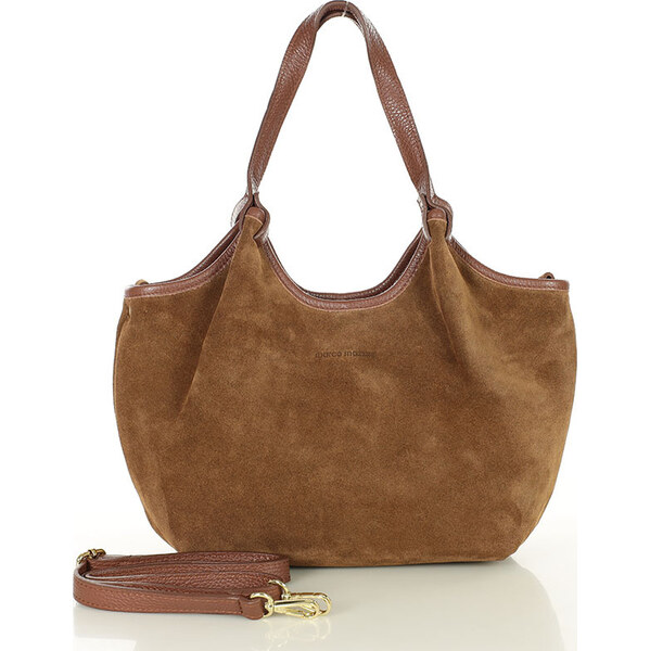 MARCO MAZZINI Hnedá semišová hobo kabelka (s291a) 65691216