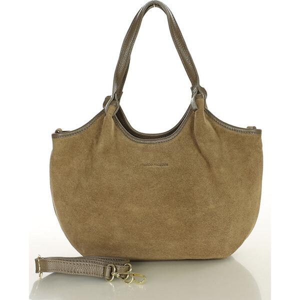 MARCO MAZZINI Béžová taupe semišová hobo kabelka (s291b) 65691218