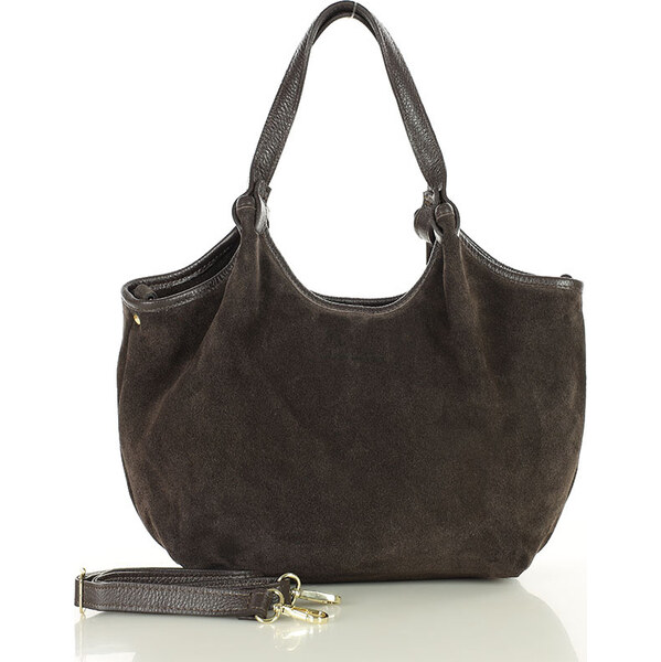 MARCO MAZZINI Tmavo hnedá semišová hobo kabelka (s291c) 65691217