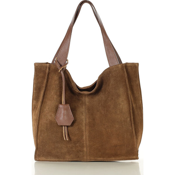 MARCO MAZZINI Hnedá semišová shopper kabelka (s139bb) 65691224