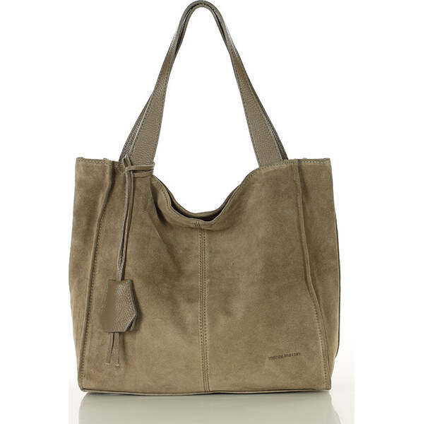 MARCO MAZZINI Béžová taupe semišová shopper kabelka (s139dd) 65691225