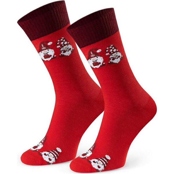 BASIC Červené pánske vysoké ponožky s vianočným motívom Art.136 KL173, 65691229