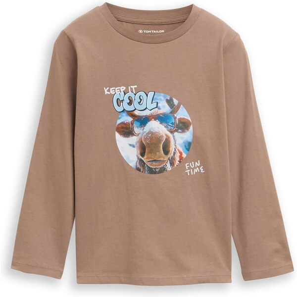 TOM TAILOR Tričko svetlomodrá / hnedá / tmavošedá / biela 65696765