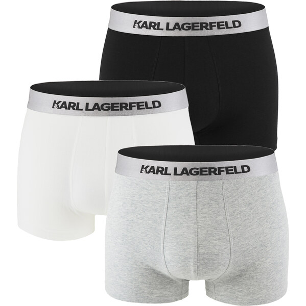 KARL LAGERFELD - boxerky 3PACK organic cotton black, white, gray with 65702846