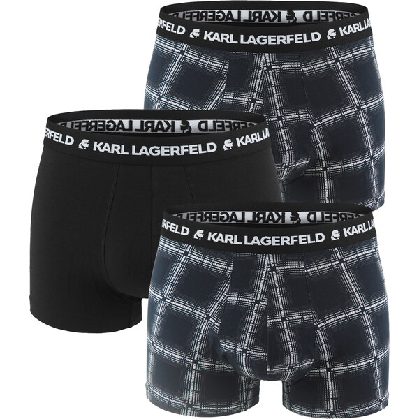 KARL LAGERFELD - boxerky 3PACK organic cotton ombre check & black 65702847