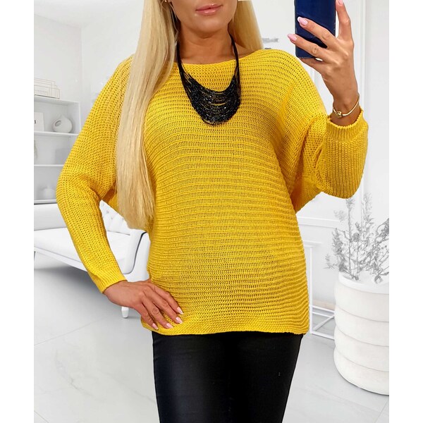 Sveter s raglánovými rukávmi žltý 65702914