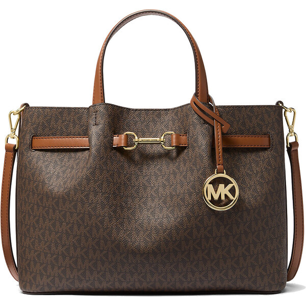 Michael Kors Carson Medium Signature Logo Satchel Brown 65705562
