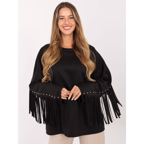 BASIC Čierna dámska viskózová mikina so strapcami IT-BZ-21695.10-black 65703468